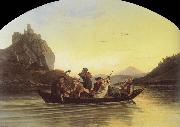 Adrian Ludwig Richter Crossing the Elbe at Aussig oil painting on canvas